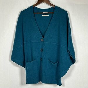 Velvet Brand 100% Cashmere Teal Women's Dolman Short Sleeve Cardigan